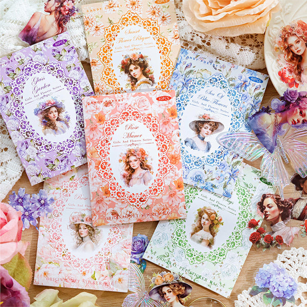 40PCS Girls and flower series sticker