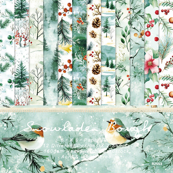 24PCS Snowladen Bough background paper