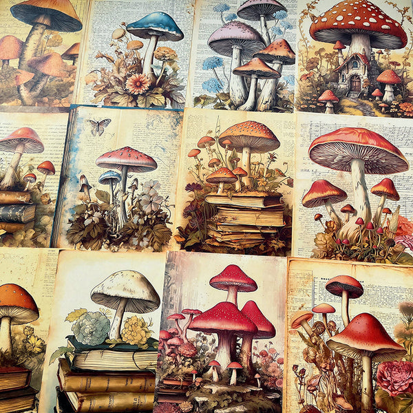 32PCS Mushroom plant background paper