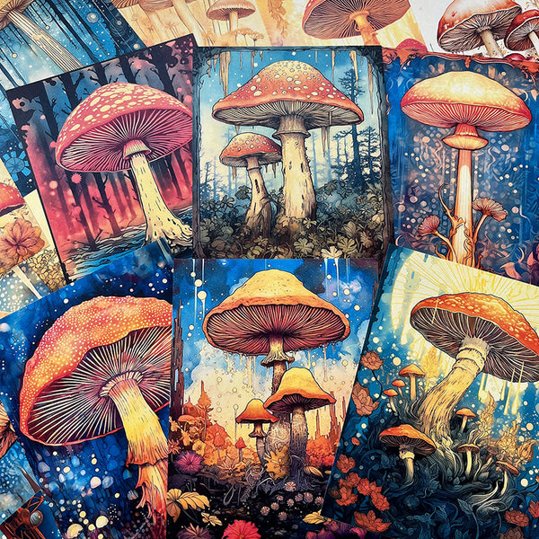 28PCS Vintage magic mushroom background paper