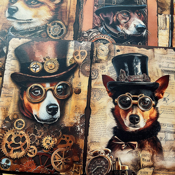 10PCS Steampunk dog background paper