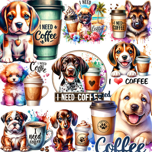 20PCS Dog coffee Sticker