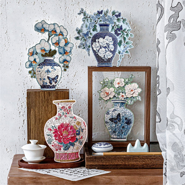 3PCS Flower Porcelain Dream Series puzzle sticker