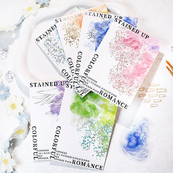 12PCS Dyed colorful romantic series sticker