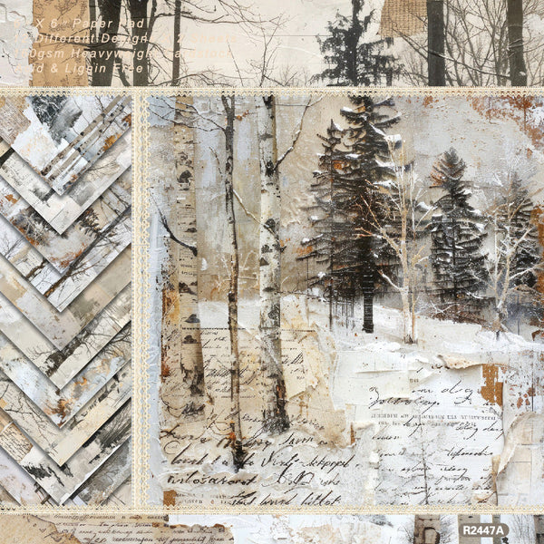 24PCS Winter forest background paper