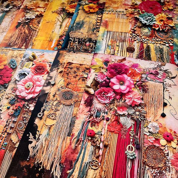 20 piezas de papel de fondo con flores vintage bohemias