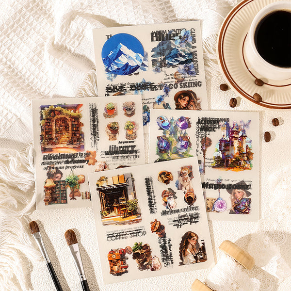 8PCS Quiet courtyard Series sticker