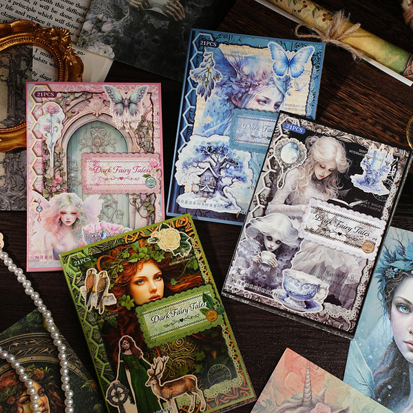 21PCS The Dark Fairy Tales series material paper set