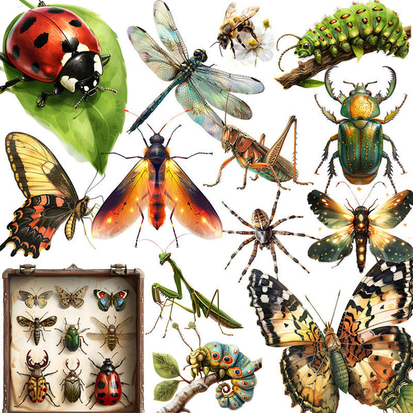 20PCS Retro insect Sticker