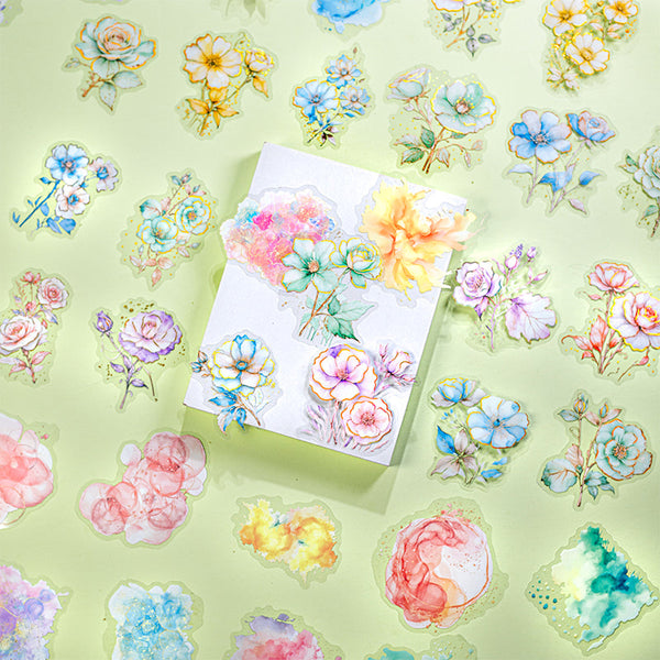 15PCS Luminous flower verses series sticker
