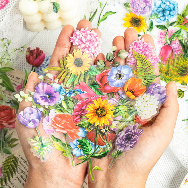 100 piezas de pegatinas de la serie Mar de flores sin límites 