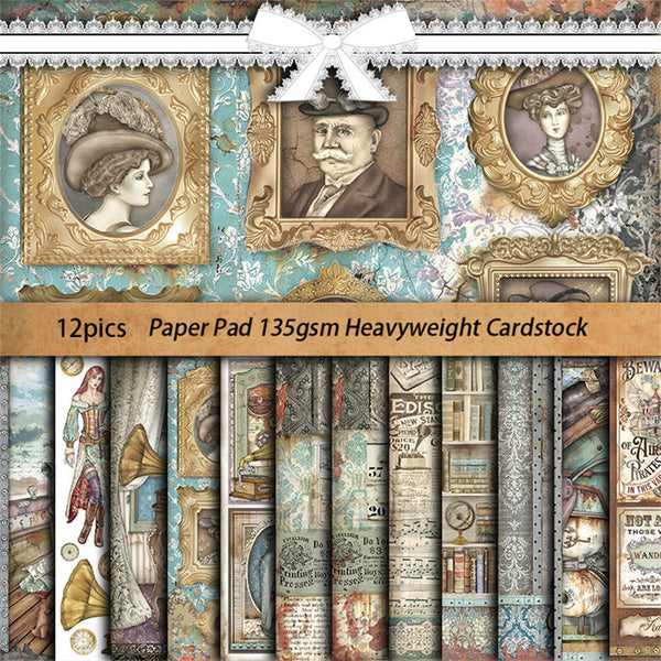 12PCS Court nobles material paper