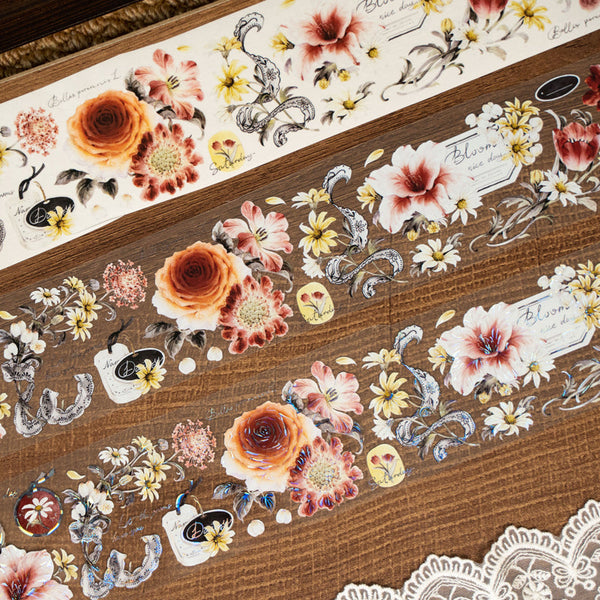 5.8cm*100cm Spring field mist Washi/PET/Shell Light PET Tape