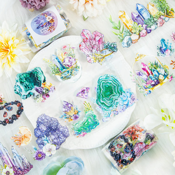 Crystal mineral color Shell Silver PET Tape