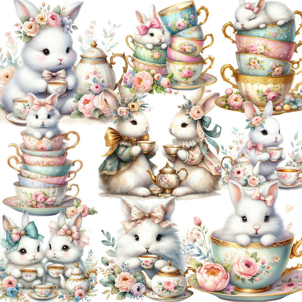 20PCS Rabbit tea cup sticker