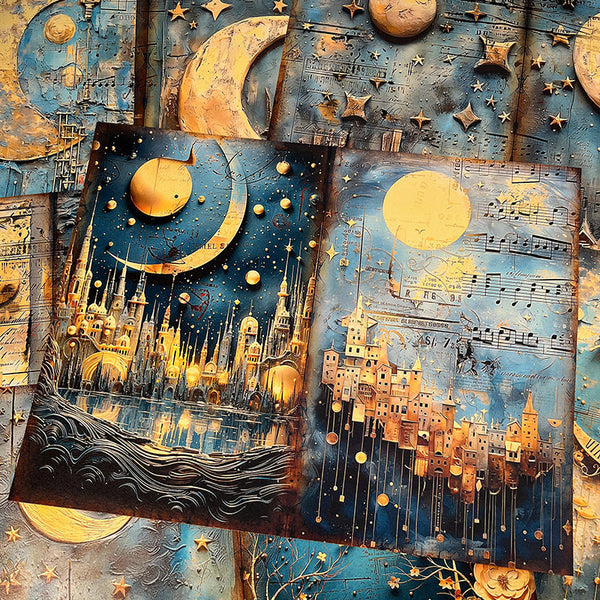 6PCS Cosmic moon background paper