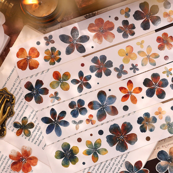 4cm*200cm Cold tea brown flowers Washi/PET Tape