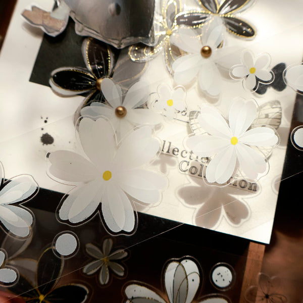 4cm*120cm Transparent white flower Die Cutting PET Tape