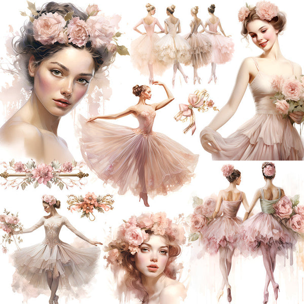 15 pegatinas de ballet rosa