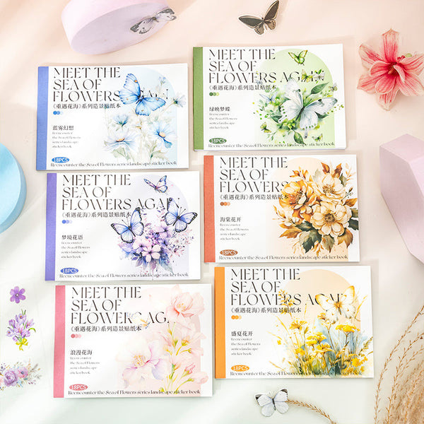 18PCS Reencounter the Sea of Flowers series sticker book