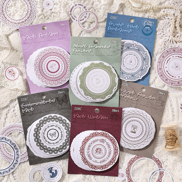 20PCS Flower Language Lace series sticker