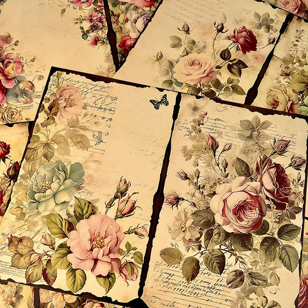 10PCS Floral rose background paper