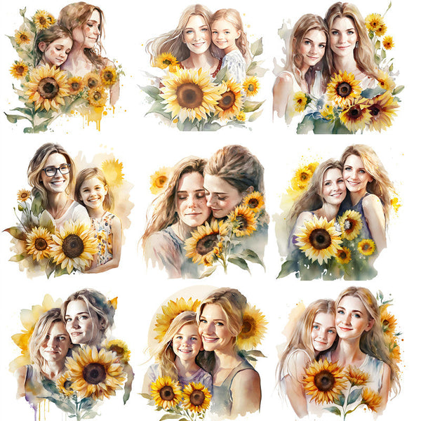 20 pegatinas de amor con forma de girasol