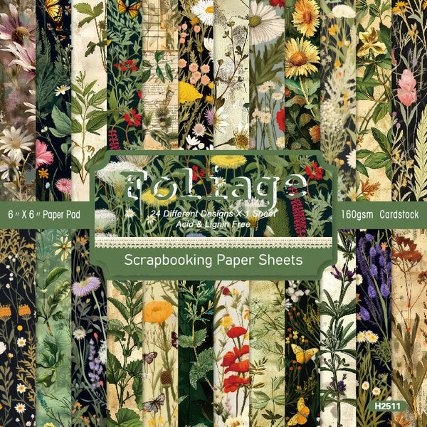24PCS Foliage material paper