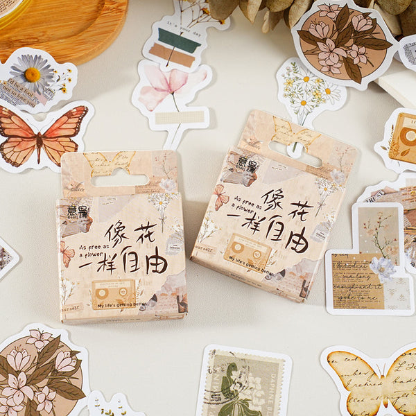 46PCS As free as a flower series sticker