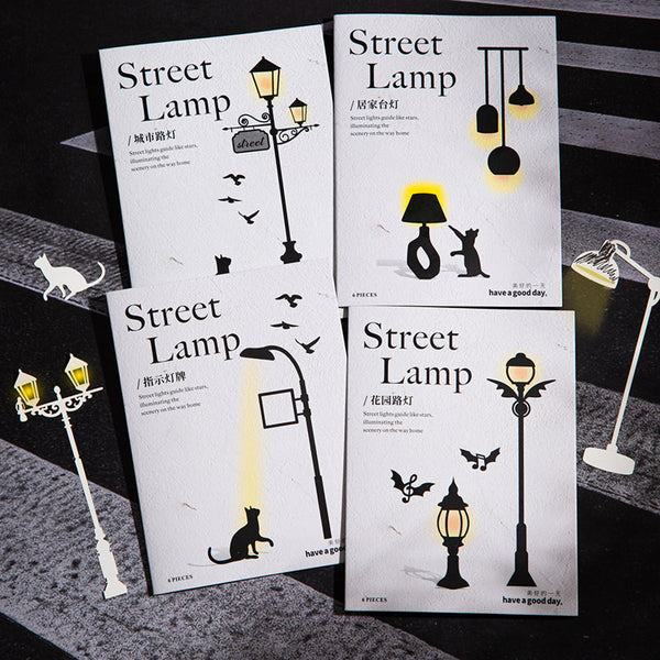 6PCS Street lamp series material paper