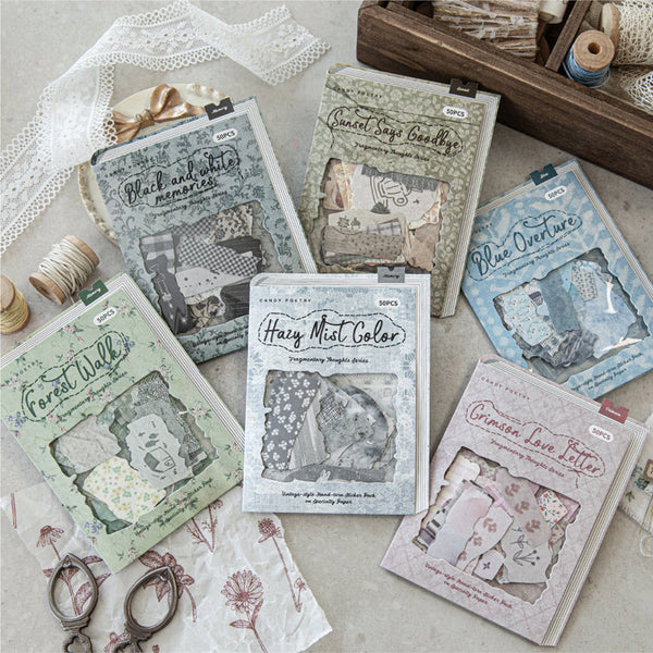 50PCS Fragmented fabric series sticker