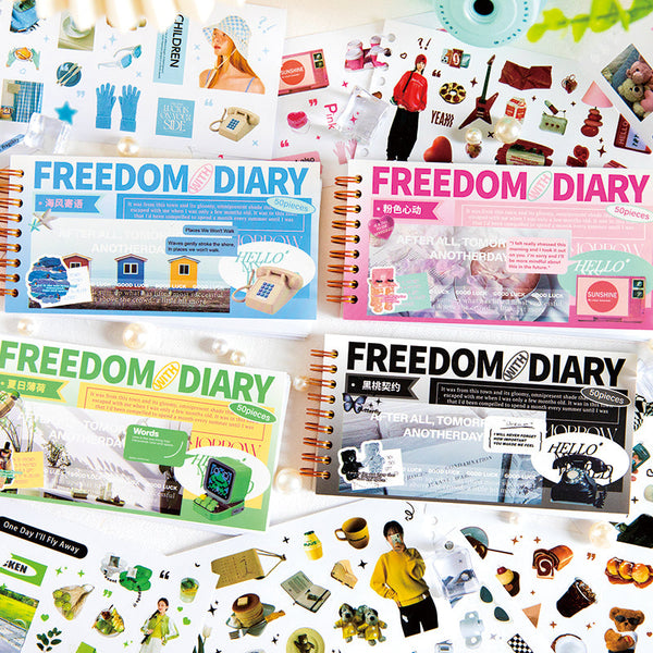 50 pegatinas de la serie de libros Freedom Diary 