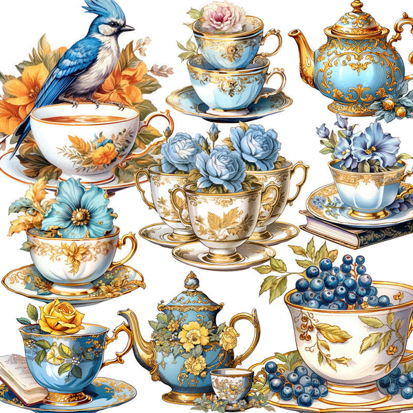 12PCS Vintage tea cup sticker