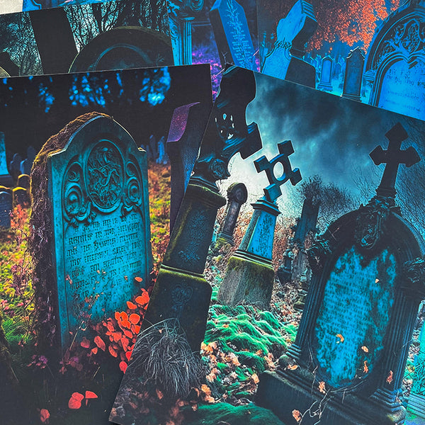 8PCS Gothic dark cemetery background paper