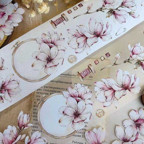 5.5cm*120cm Magnolia flower Washi/PET Tape