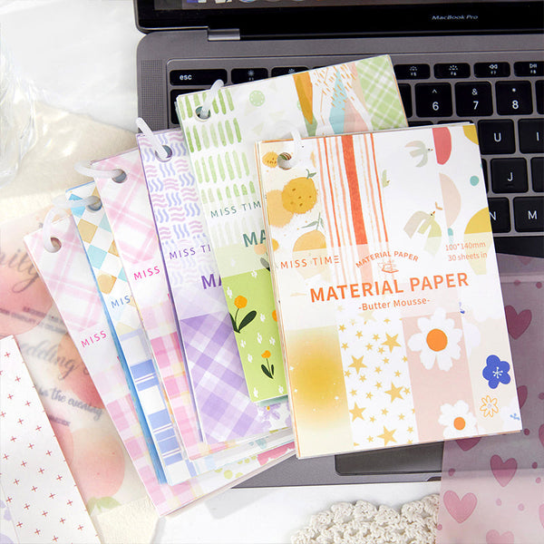 30PCS Cream Notebook Series material paper