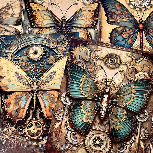 20PCS Steampunk butterfly background paper