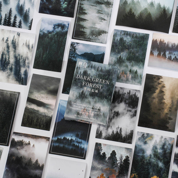 30PCS Dark green forest series sticker