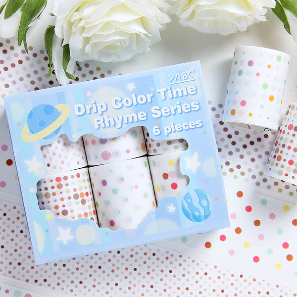 6PCS Drop color time rhyme series Washi Tape Set