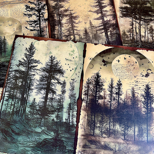 10PCS Dark forest background paper