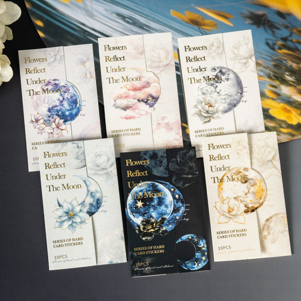 10PCS Flowers Under the Moon Series sticker