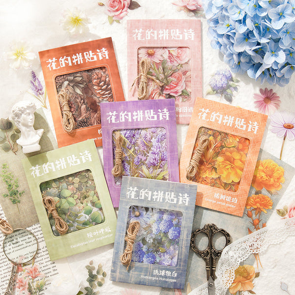 70PCS Collage poems of flowers series material paper set