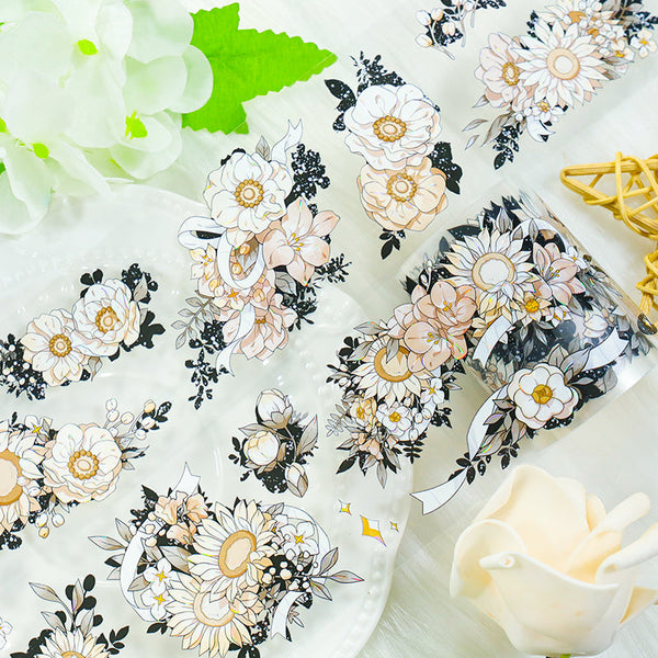 Black Language Flower Shell Light PET Tape