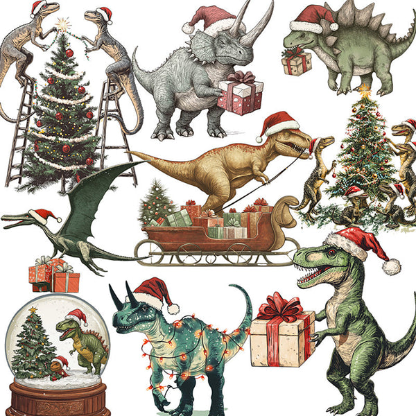 12PCS Christmas Dinosaur sticker