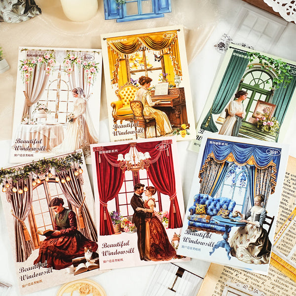 30PCS Beauty in the window series sticker