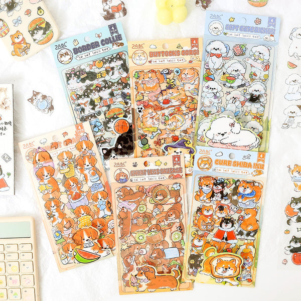 4PCS Cute dogs at home series sticker