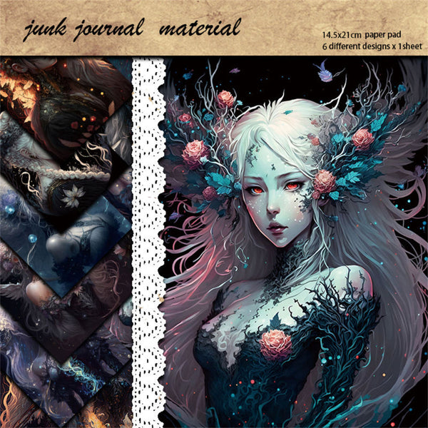 6PCS Dark Night Elf material paper