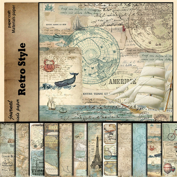 12PCS Travel around the world material paper