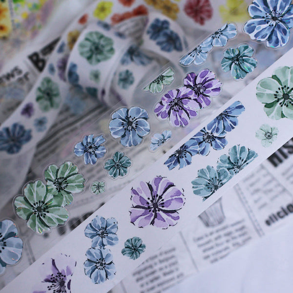 3.5cm*200cm Flower bloom Die Cutting Washi/Shell Light PET Tape