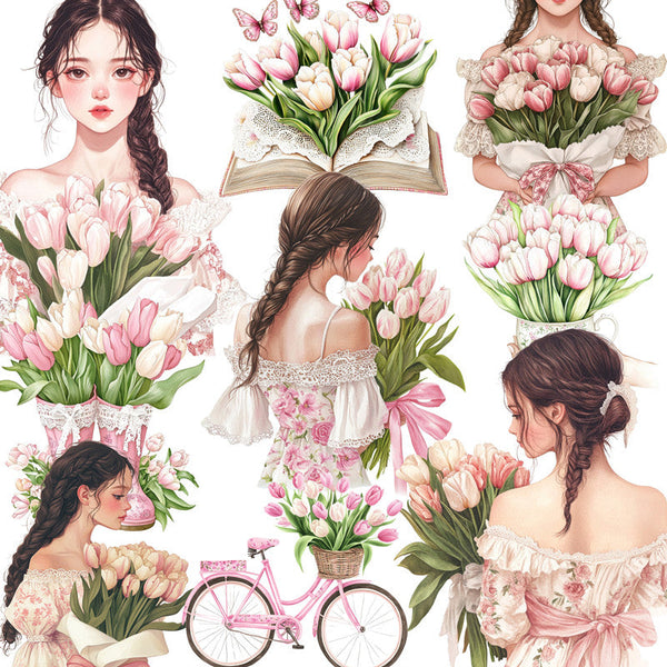 20PCS Tulip girl sticker